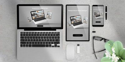 responsive web design on devices 3d rendering